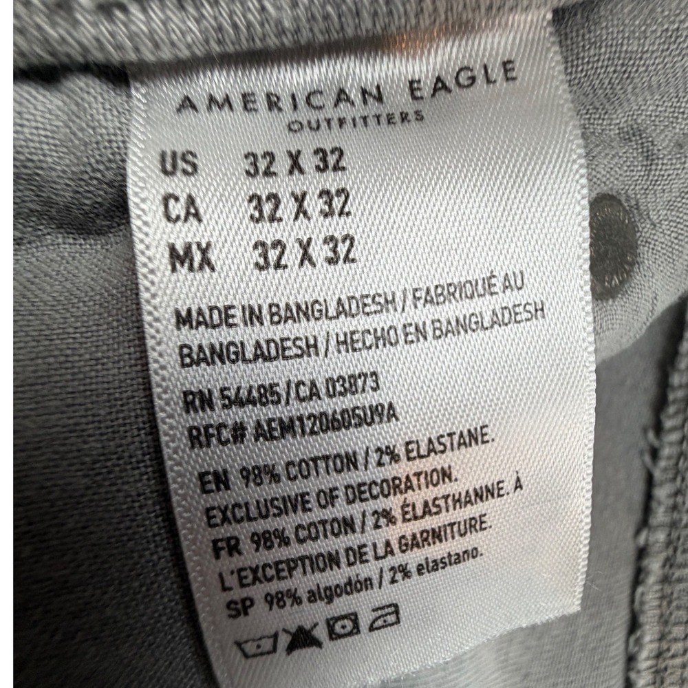 American Eagle Airflex+ Skinny Distressed Gray Jeans Mens 32x32 Ripped Denim - Picture 6 of 8